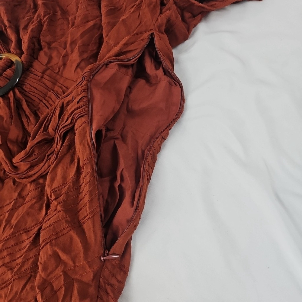 Anthropologie Moulinette Soeurs Guinevere Belted Boho Maxi Orange Dress Size 2P - Picture 16 of 16